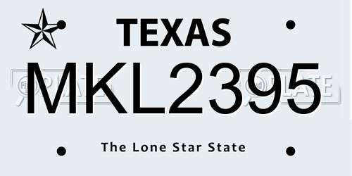 MKL2395 Texas License Plate