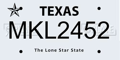 MKL2452 Texas License Plate