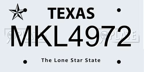 MKL4972 Texas License Plate