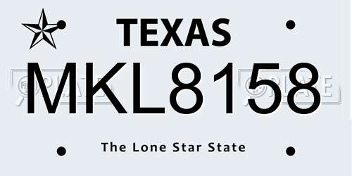MKL8158 Texas License Plate