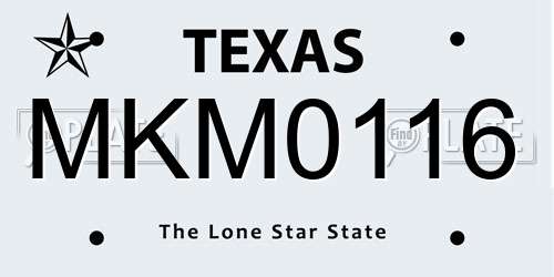 MKM0116 Texas License Plate
