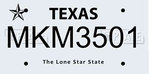 MKM3501 Texas License Plate