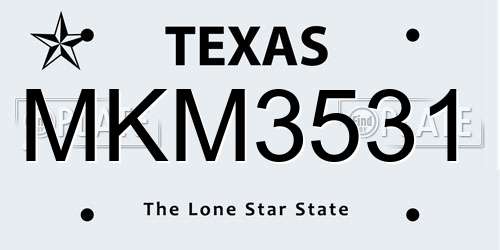MKM3531 Texas License Plate
