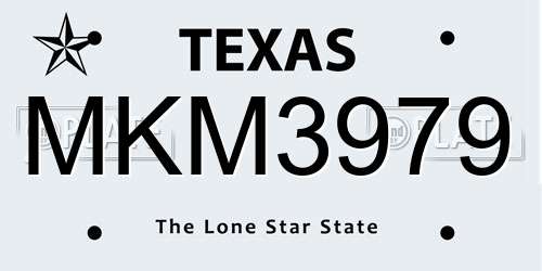 MKM3979 Texas License Plate