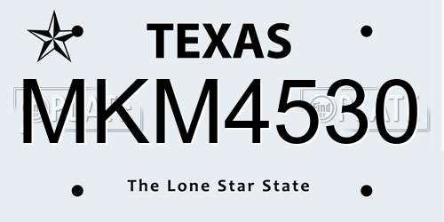 MKM4530 Texas License Plate
