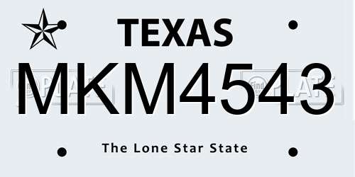 MKM4543 Texas License Plate