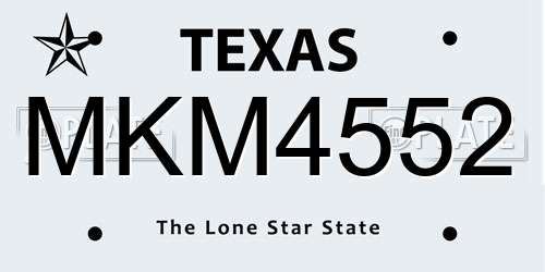 MKM4552 Texas License Plate