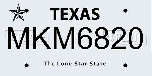 MKM6820 Texas License Plate