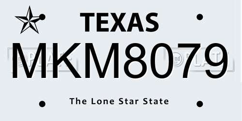 MKM8079 Texas License Plate