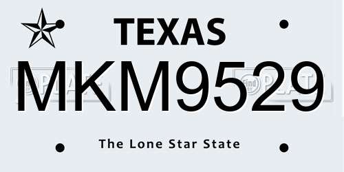 MKM9529 Texas License Plate