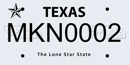 MKN0002 Texas License Plate