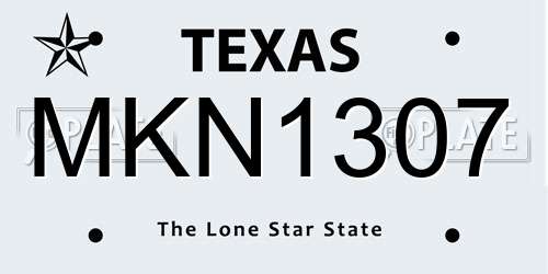 MKN1307 Texas License Plate