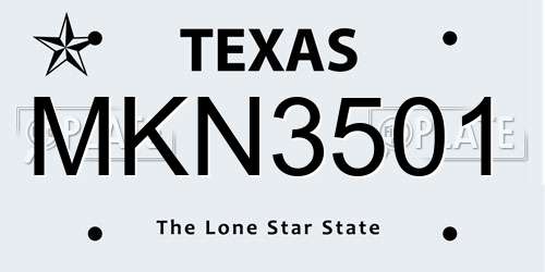 MKN3501 Texas License Plate