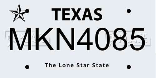 MKN4085 Texas License Plate