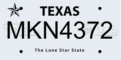 MKN4372 Texas License Plate