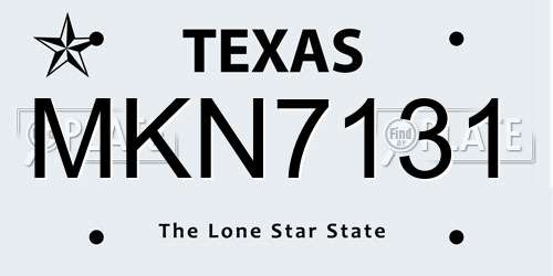 MKN7131 Texas License Plate