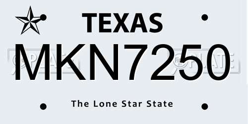 MKN7250 Texas License Plate