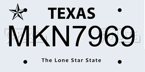 MKN7969 Texas License Plate