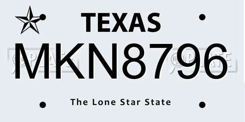 MKN8796 Texas License Plate