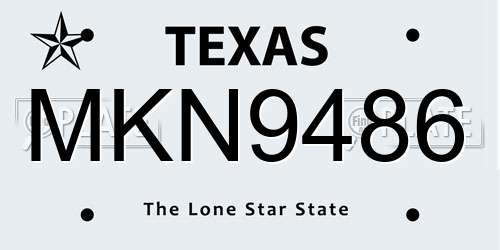 MKN9486 Texas License Plate