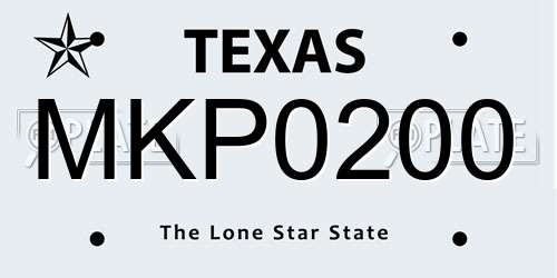 MKP0200 Texas License Plate