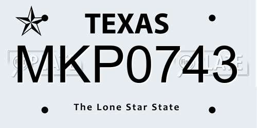 MKP0743 Texas License Plate
