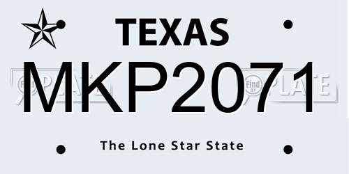 MKP2071 Texas License Plate