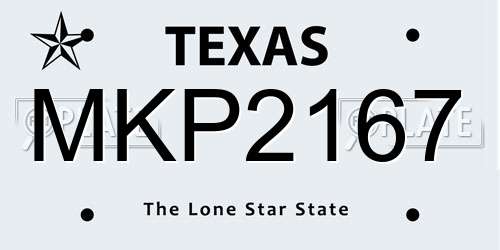 MKP2167 Texas License Plate