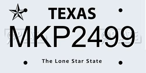 MKP2499 Texas License Plate