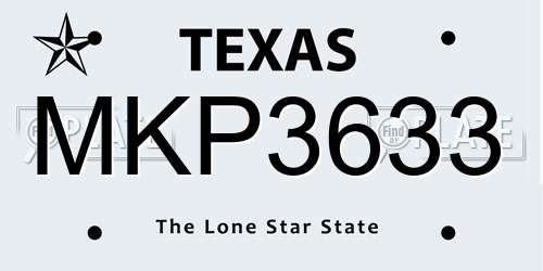 MKP3633 Texas License Plate