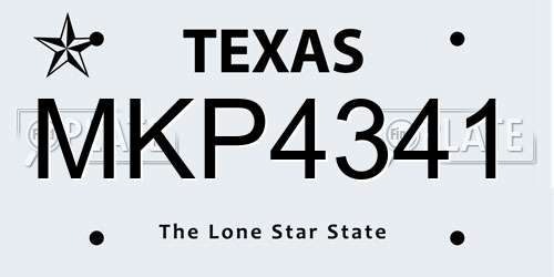 MKP4341 Texas License Plate