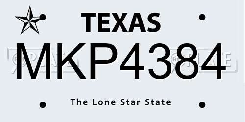 MKP4384 Texas License Plate