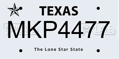 MKP4477 Texas License Plate