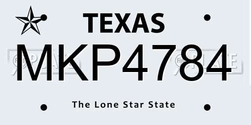 MKP4784 Texas License Plate
