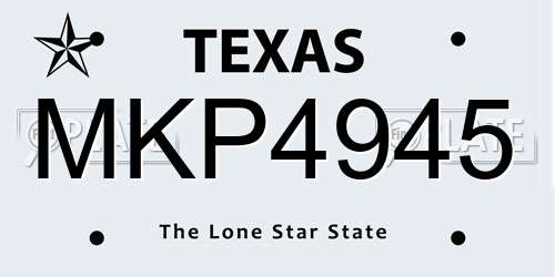 MKP4945 Texas License Plate