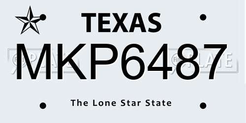MKP6487 Texas License Plate