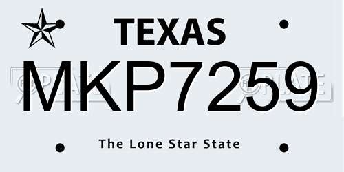 MKP7259 Texas License Plate