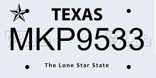 MKP9533 Texas License Plate