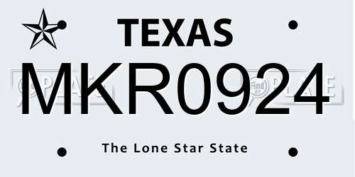MKR0924 Texas License Plate
