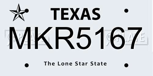 MKR5167 Texas License Plate