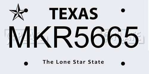 MKR5665 Texas License Plate