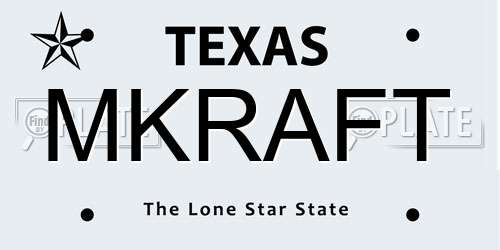 MKRAFT Texas License Plate