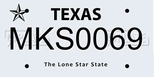 MKS0069 Texas License Plate