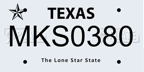 MKS0380 Texas License Plate