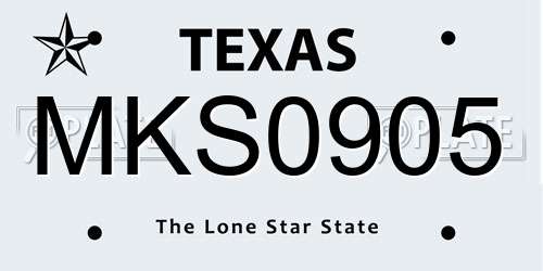 MKS0905 Texas License Plate