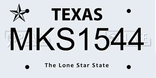 MKS1544 Texas License Plate