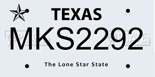 MKS2292 Texas License Plate