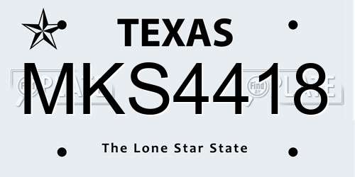 MKS4418 Texas License Plate