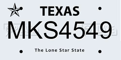 MKS4549 Texas License Plate