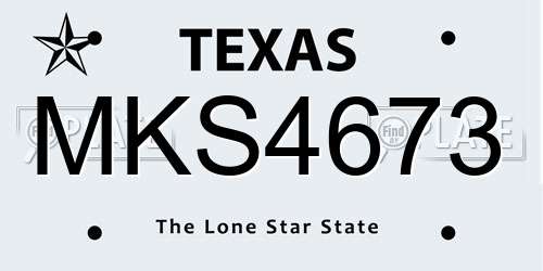 MKS4673 Texas License Plate